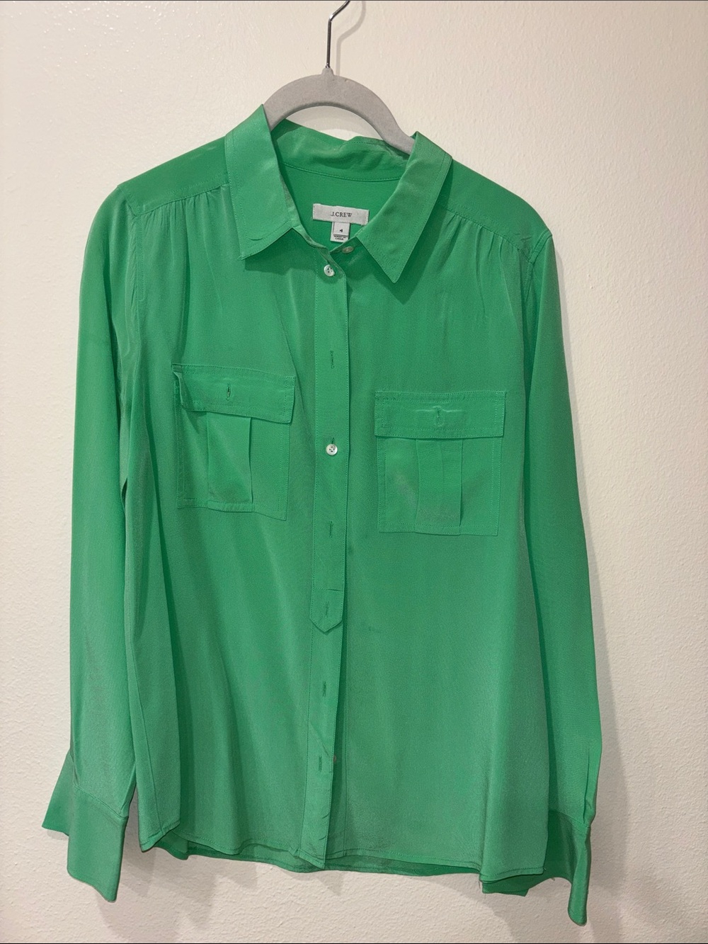 J. Crew Women's Emerald Green Button-Down Blouse size 4